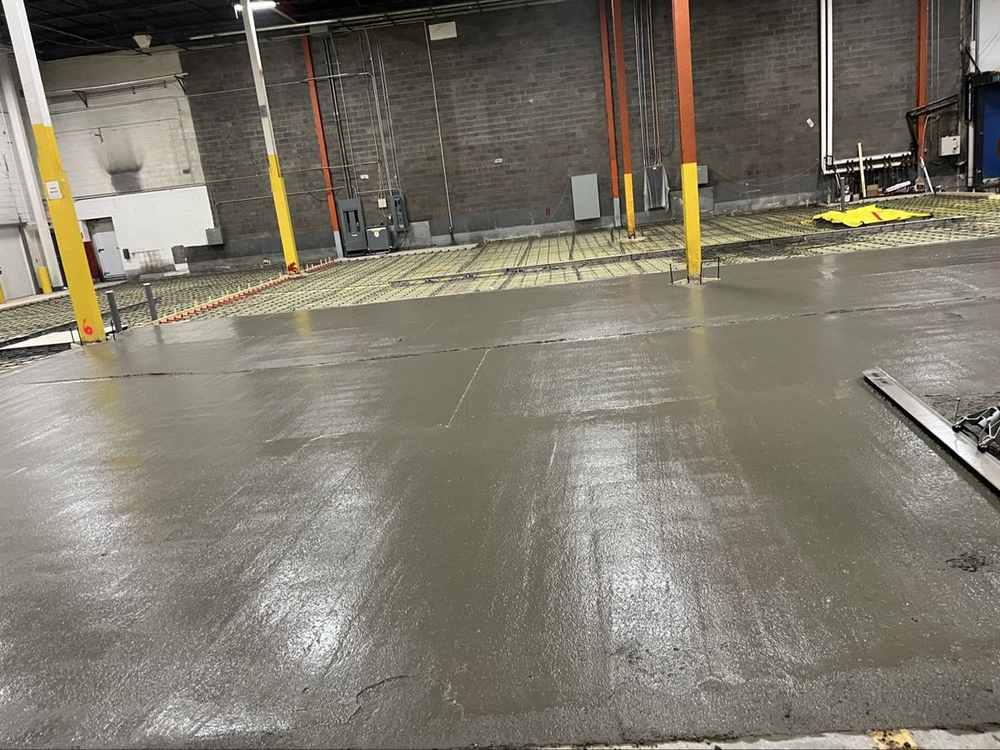 Large commercial concrete floor pour in progress