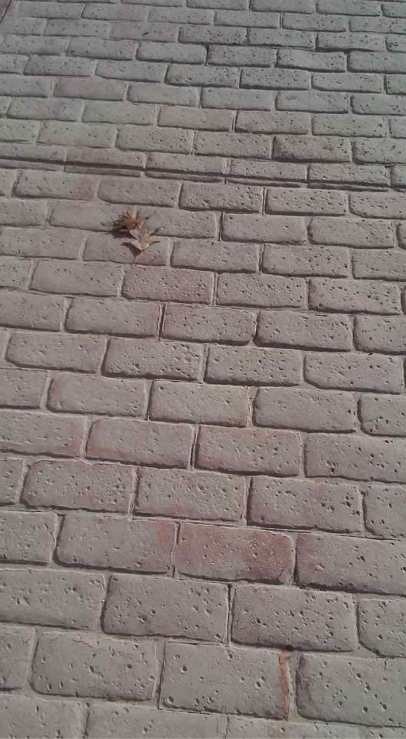 Stamped concrete with brick pattern