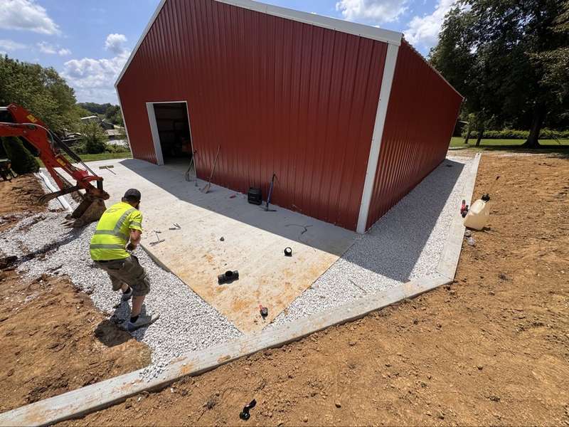 Grading the base for a concrete pour