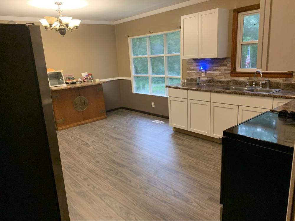 Finished kitchen viewed from the dining side